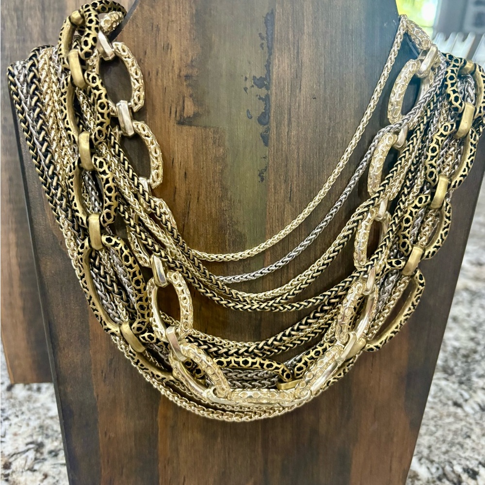 Kendra Scott Gold,Silver w/black accents Multi-Strand Necklace. Statement piece.